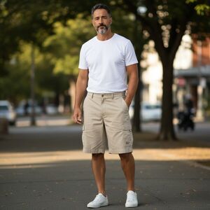 Columbia Cargo Shorts Mens Size 36 Khaki Beige 100% Cotton Casual